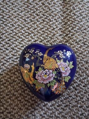 Vintage Japanese Heart Shaped Trinket Box